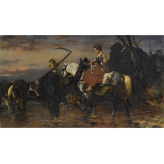 Wilhelm von Diez - German Durch Die Furt (Fording The River)