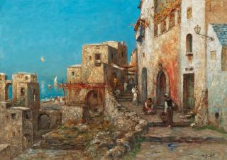 Wilhelm von Gegerfelt - Italian village in moonlight