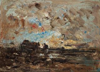 Wilhelm von Gegerfelt - Landscape at dawn with farmer and cart