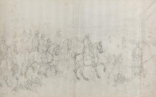 Wilhelm von Kobell - Fürstliche Reitergruppe vor einer Stadt.