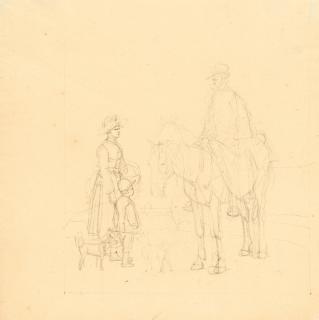 Wilhelm von Kobell - Reiter und Bauersfrau mit Kind