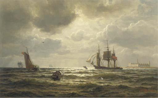 Wilhelm Xylander - Danish and British shipping off Kronberg castle