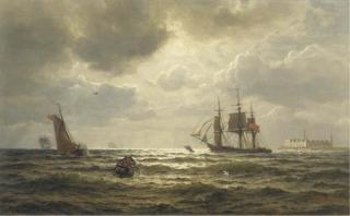 Wilhelm Xylander - Danish and British shipping off Kronberg castle