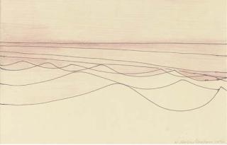 Wilhelmina Barns-Graham - Linear Movement In Red - Porthmeor II (8 Lines)