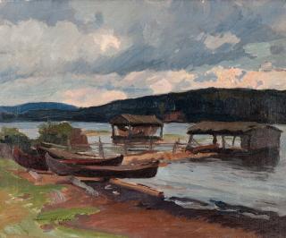 Wilho Sjöström - Boats On The Shore.