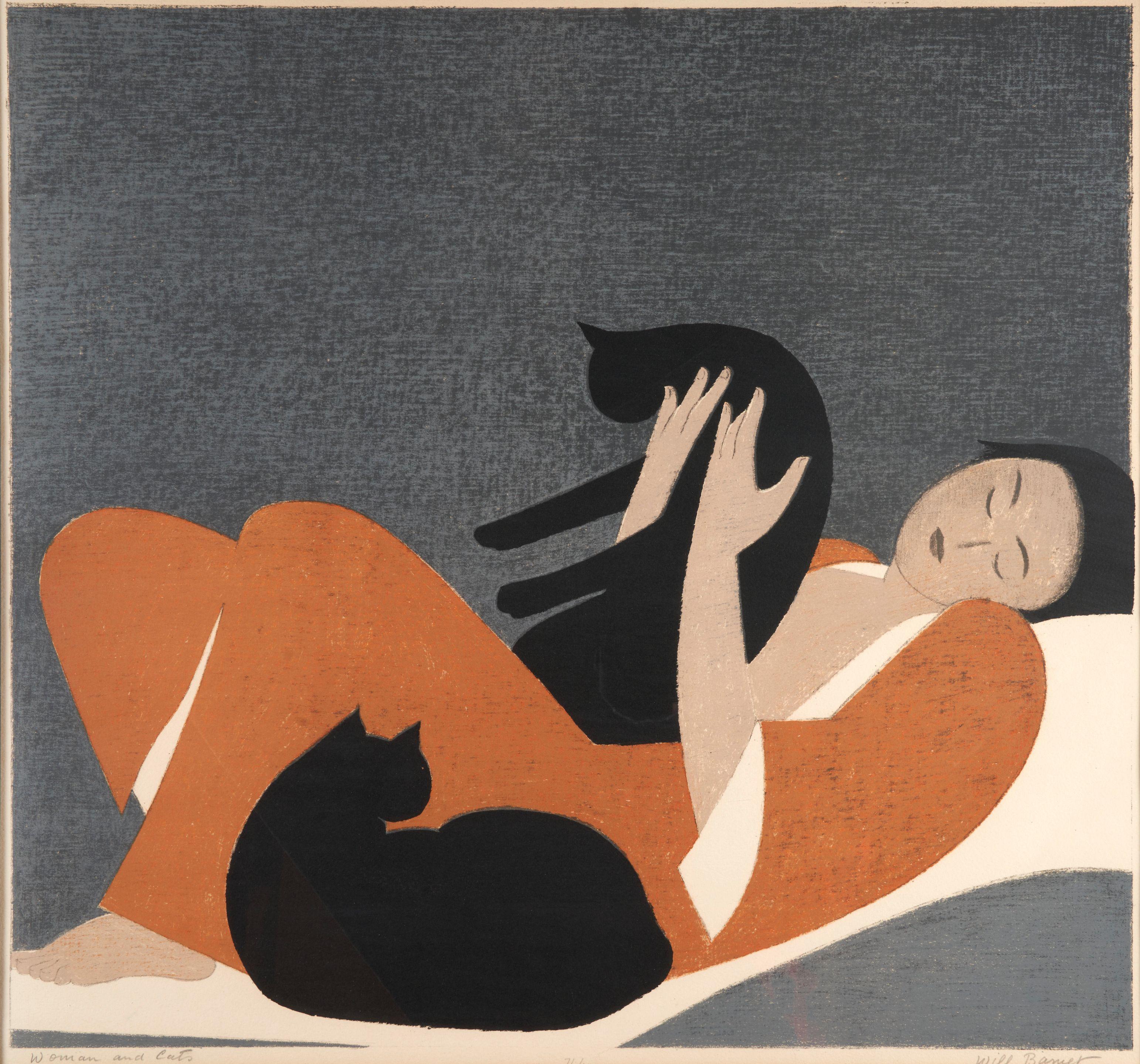Will Barnet - Woman and Cats