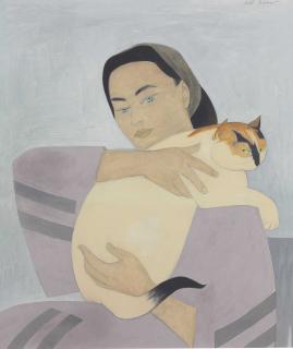 Will Barnet - Young Woman with Cat