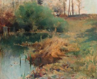 Willard Leroy Metcalf - Spring Study of Reeds in Chadwick\'s Garden at Grèz