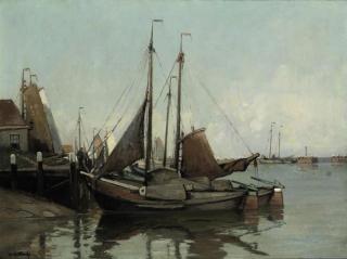 Willem Alexander Knip - Boats in the Volendam harbour