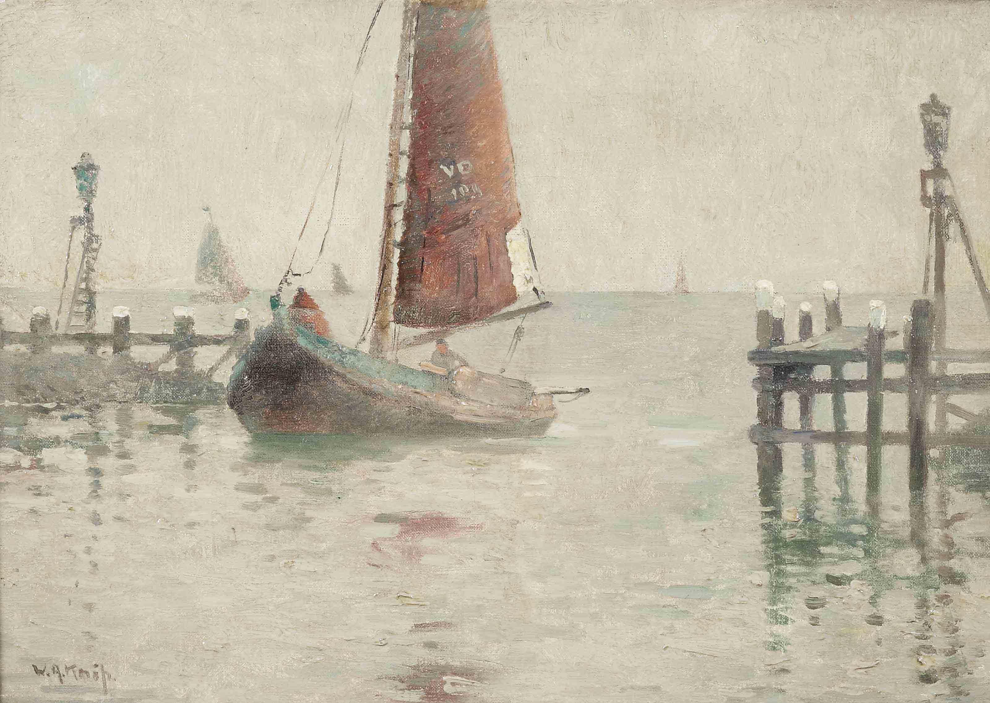 Willem Alexander Knip - Entering the harbour, Volendam