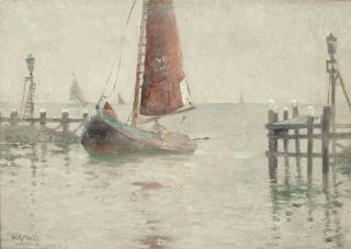 Willem Alexander Knip - Entering the harbour, Volendam