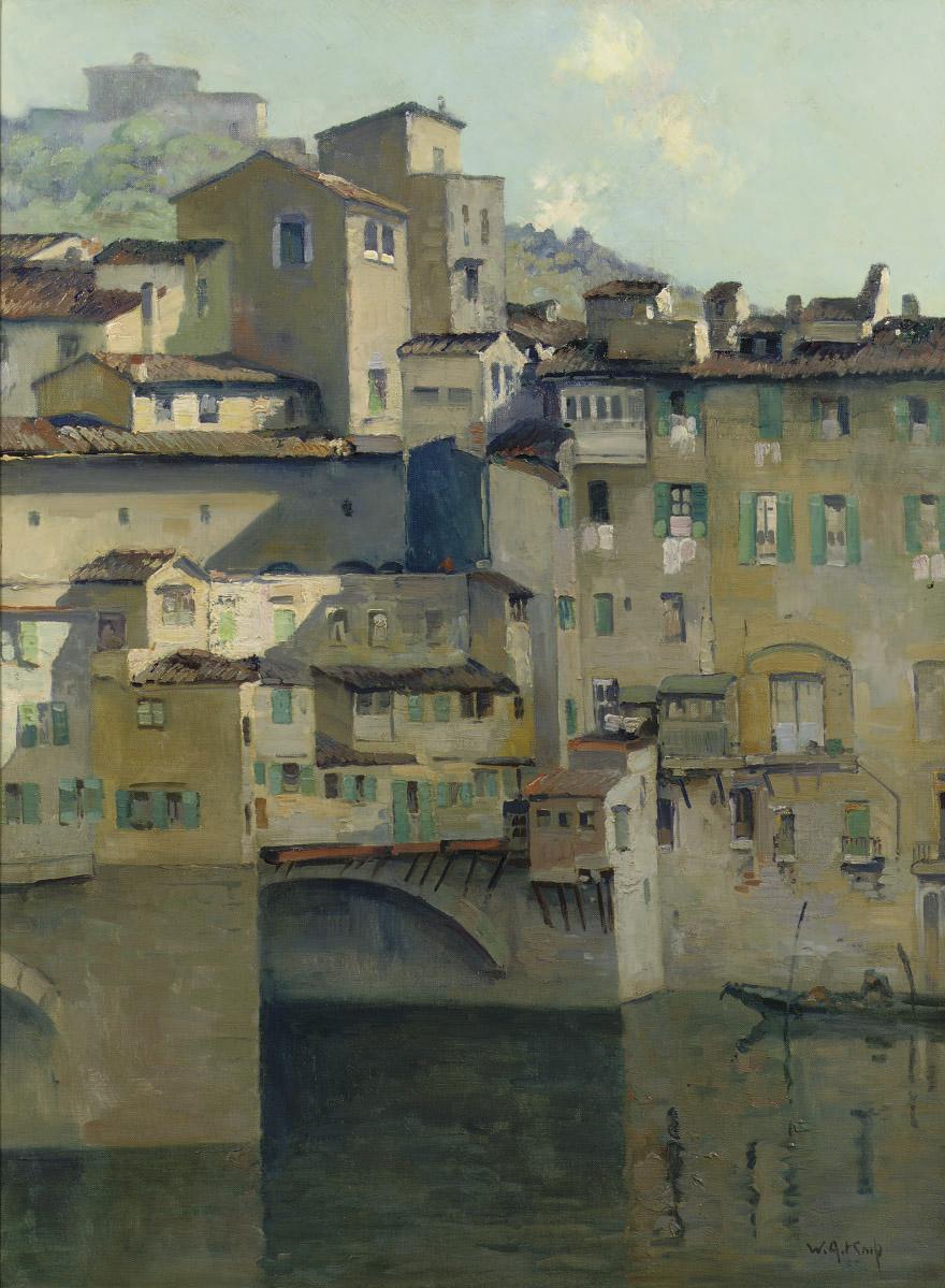 Willem Alexander Knip - Ponte Vecchio seen from the water, Florence