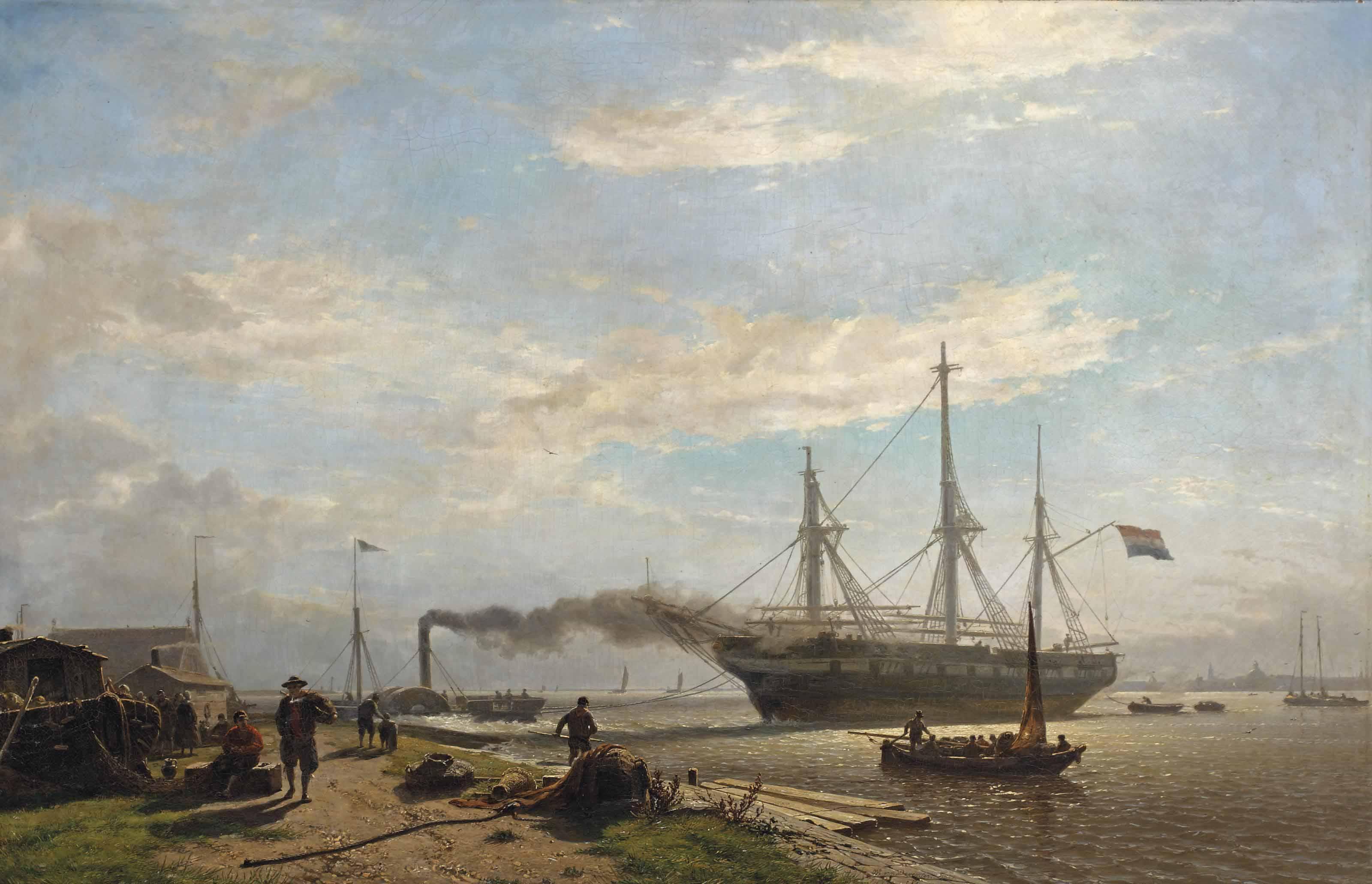 Willem Anthonie Van Deventer - A dockyard on the Northern shore of the Amsterdam harbour