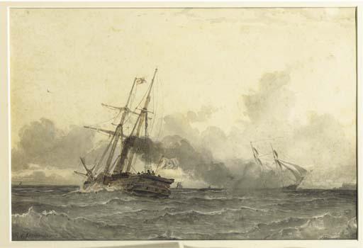 Willem Anthonie van Deventer - A Steamship In Open Water