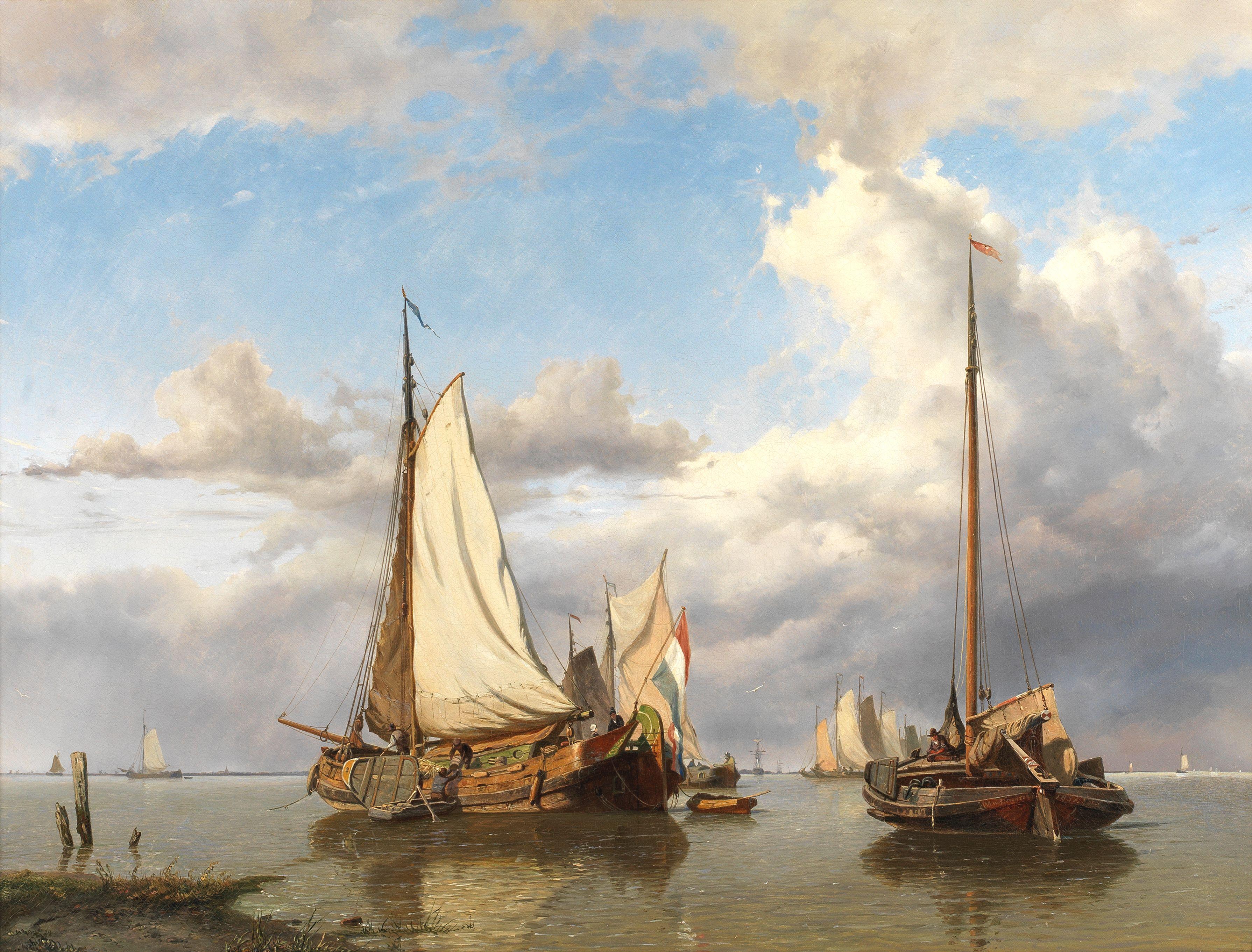 Willem Anthonie van Deventer - Shipping in a calm estuary