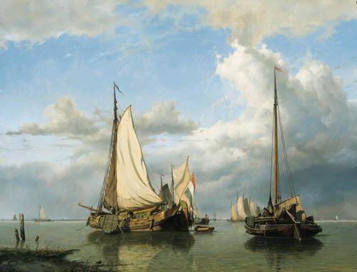 Willem Anthonie Van Deventer - Shipping on a calm estuary
