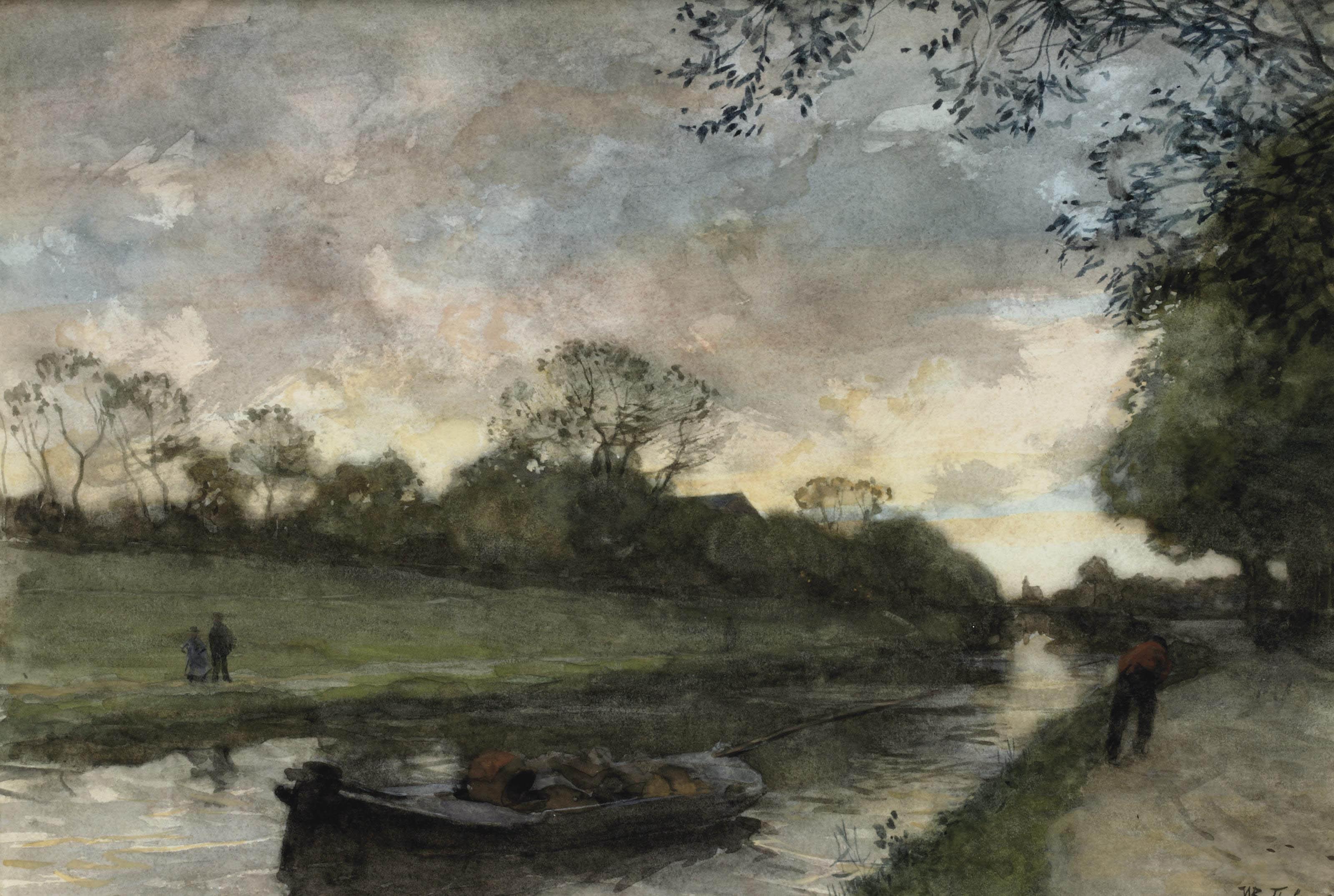 Willem Bastiaan Tholen - A barge on the Kanaal at Scheveningen