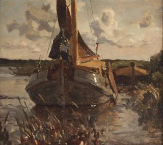 Willem Bastiaan Tholen - A moored barge