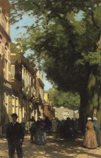 Willem Bastiaan Tholen - A sunny day on the Willemstraat, Scheveningen