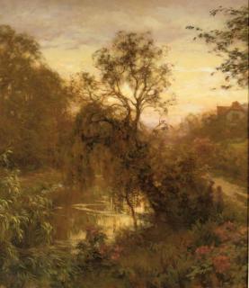 Willem Bastiaan Tholen - Avond bij de witte brug: a bridge at dusk