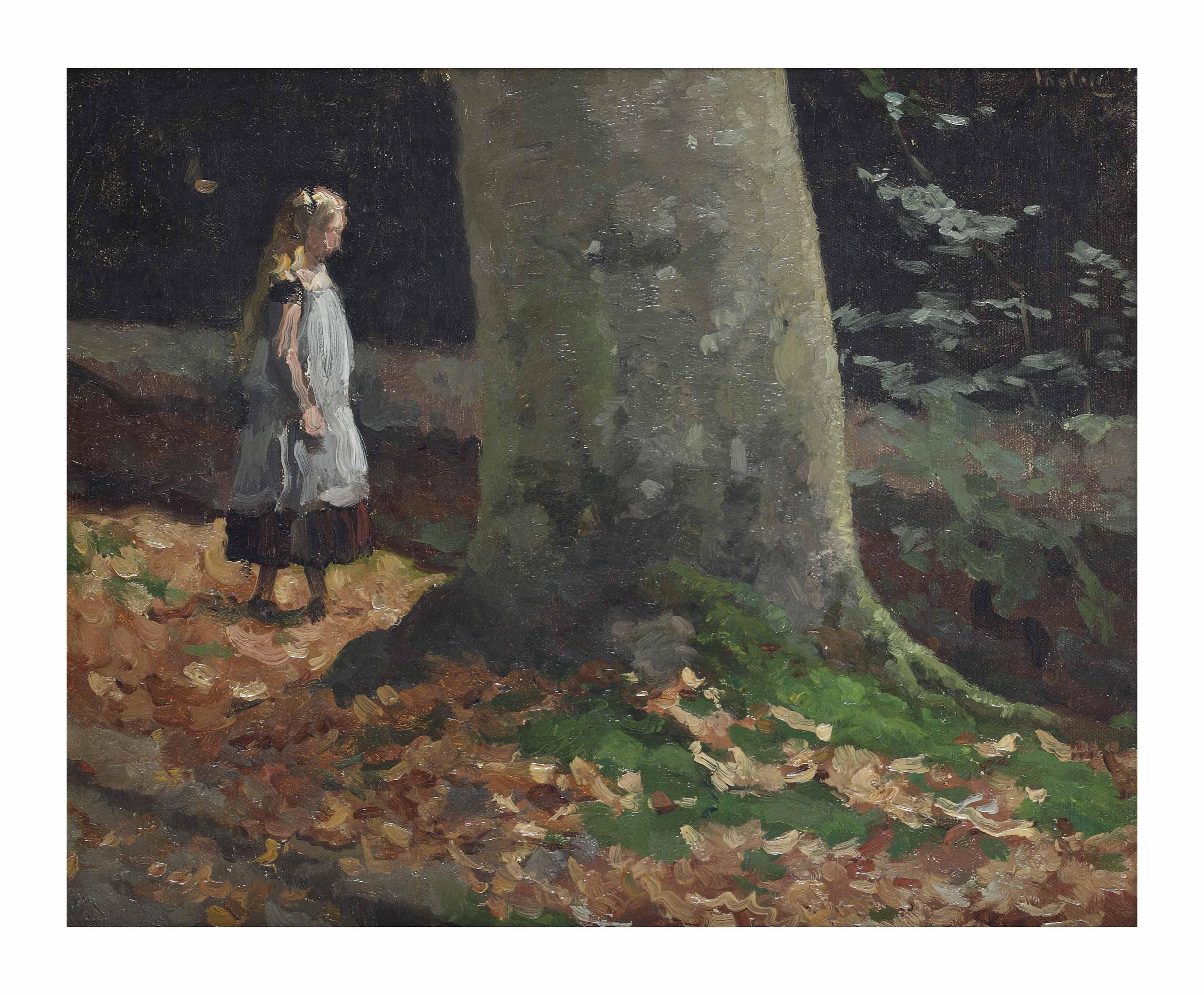 Willem Bastiaan Tholen - The daughter of painter Arntzenius, Péronne, in a forest