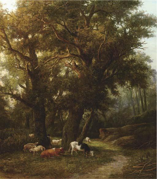 Willem Bodeman - Cattle in a forest