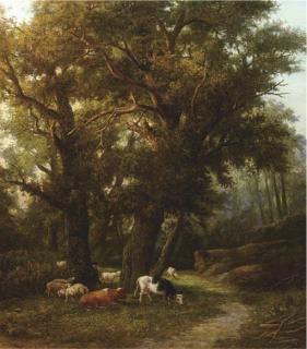Willem Bodeman - Cattle in a forest