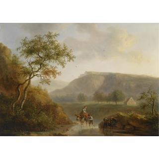 Willem Bodeman - Travellers In A River Landscape