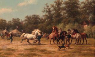 Willem Carel Nakken - A horse-market in a French village