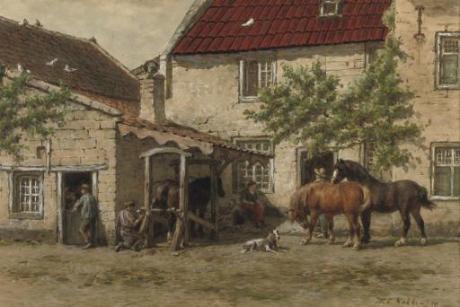 Willem Carel Nakken - Grooming the horses