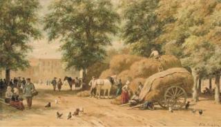 Willem Carel Nakken - Haycarts In A Town