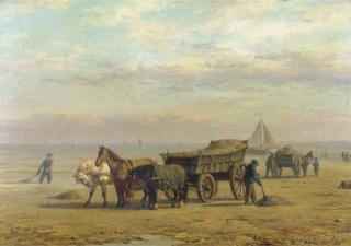 Willem Carel Nakken - Shellfishers on the beach