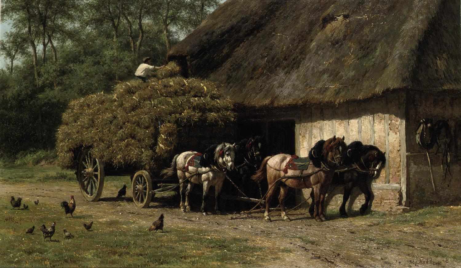 Willem Carel Nakken - Unloading the haycart