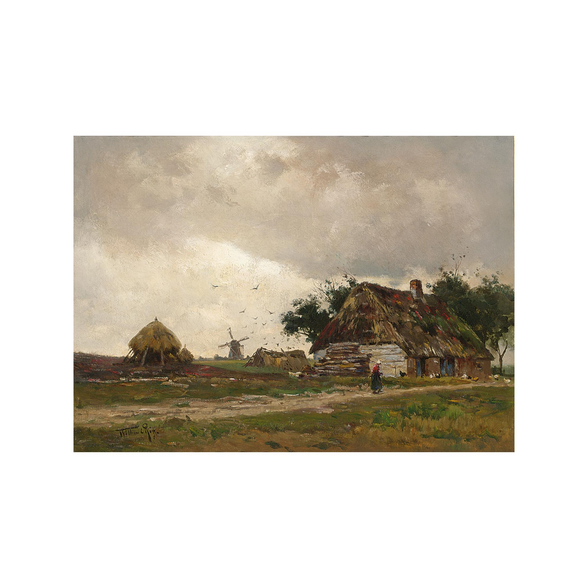 Willem Cornelis Rip - A Peasantwoman On A Country Road, Dark Clouds Gathering