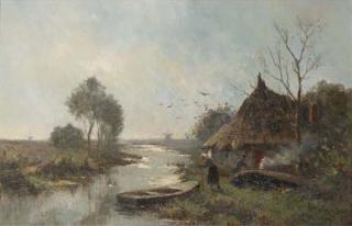 Willem Cornelis Rip - Vroege morgen; a polder landscape at dawn