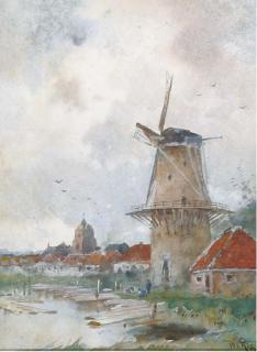 Willem Cornelis Rip - Windmill On The Edge of A Village