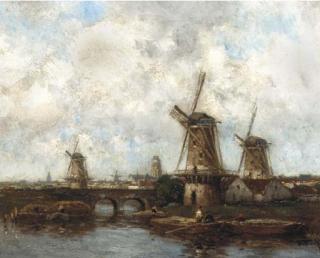 Willem Cornelis Rip - Windmills near Dordrecht