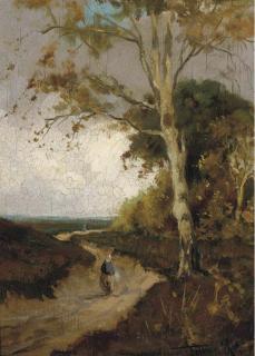 Willem Cornelius Rip - A figure on a pastoral track