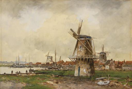Willem Cornelius Rip - Windmills Near The Water\'S Edge