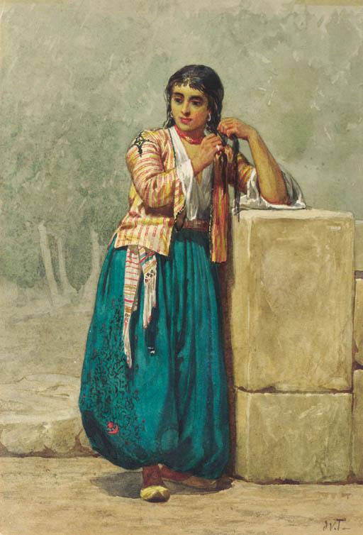 Willem De Famars Testas - A North African Beauty Brading Her Hair