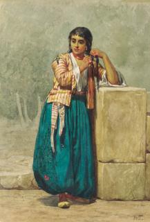 Willem De Famars Testas - A North African Beauty Brading Her Hair