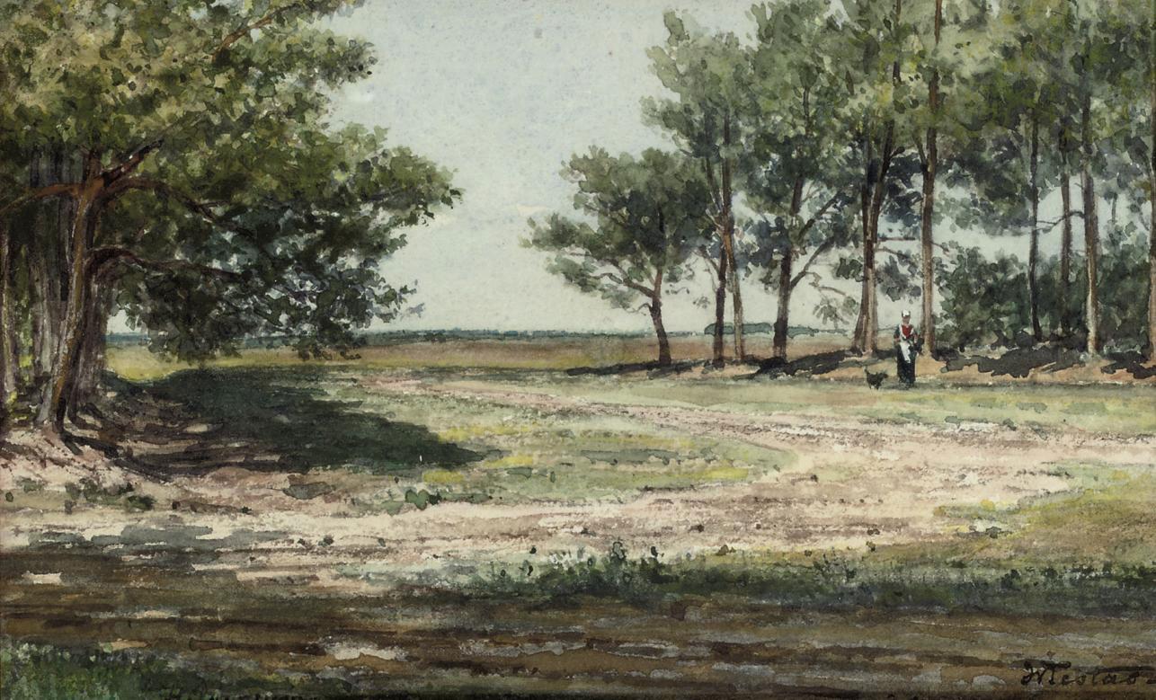 Willem de Famars Testas - A wanderer and her dog on the heath