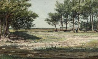 Willem de Famars Testas - A wanderer and her dog on the heath