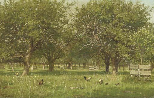 Willem de Famars Testas - Chickens in an orchard