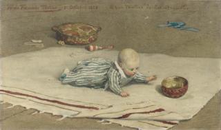 Willem De Famars Testas - The Artist\'S Son, Henri Baudouin, Playing On A Rug