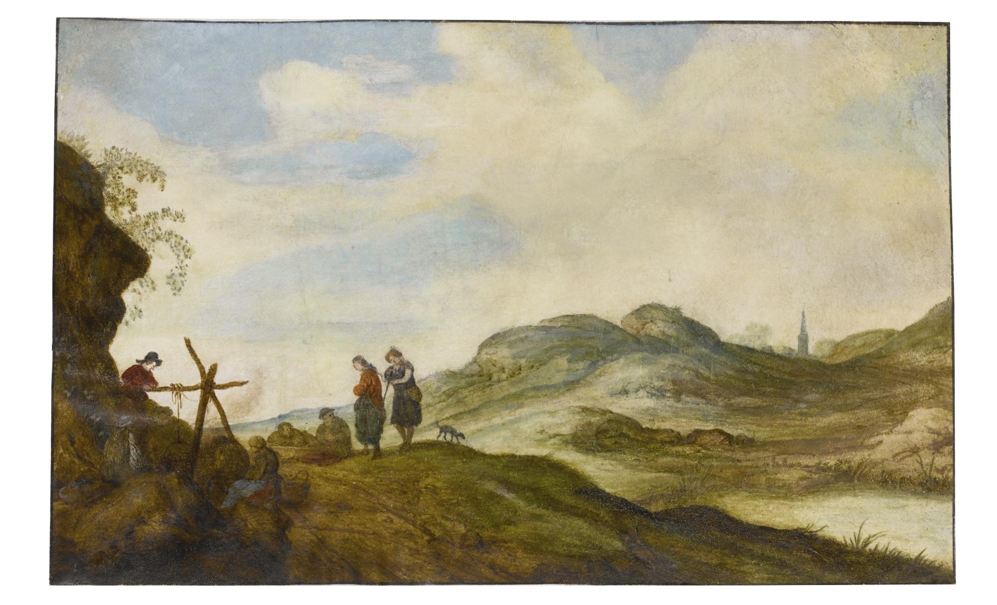 Willem De Heer - Landscape With Figures Cooking On An Open Fire