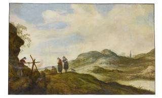 Willem De Heer - Landscape With Figures Cooking On An Open Fire