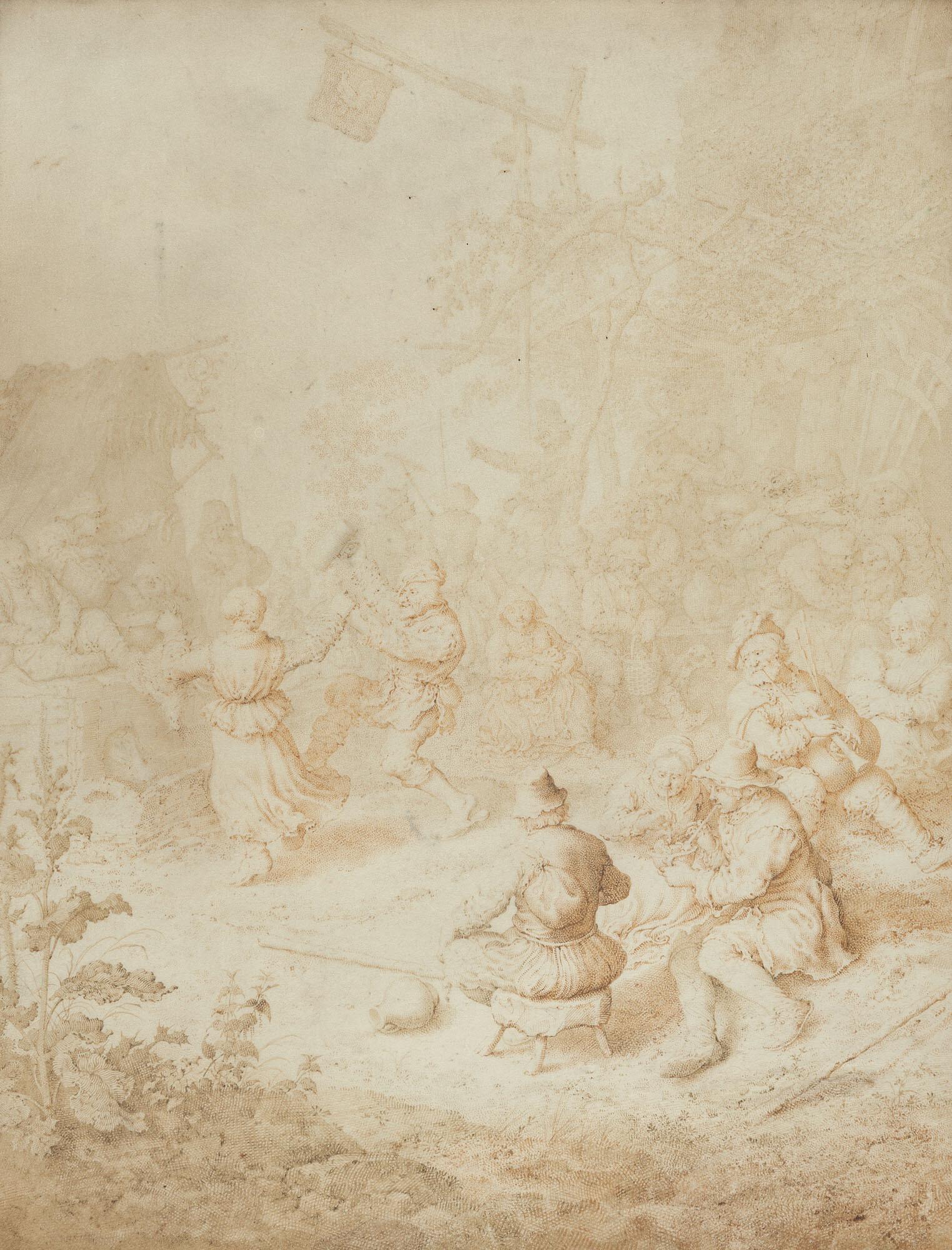 Willem de Heer - Tanzende Bauern vor einer Schenke.