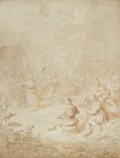Willem de Heer - Tanzende Bauern vor einer Schenke.