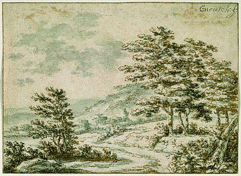 Willem de Heusch - Hügelige Landschaft mit kleinen Baumgruppen